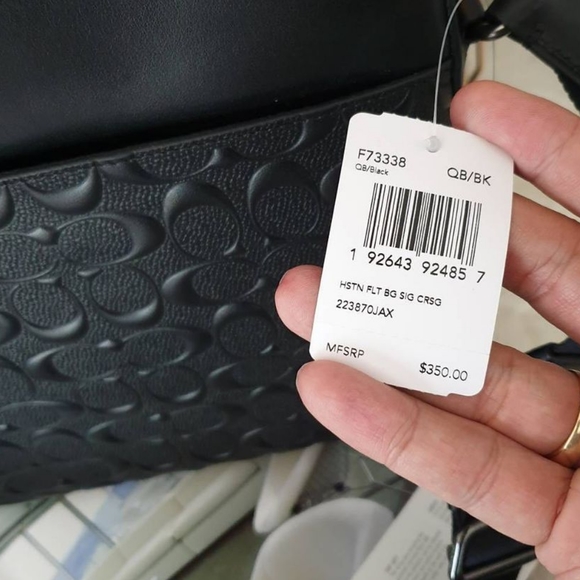 Coach Houston Flight Bag in Embossed Signature Leather Black - Picture 3 of 3